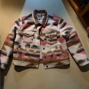 Patterned Jacket with Pink and Brown Accents